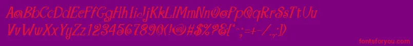 Fonte MaracaBoldItalic – fontes vermelhas em um fundo violeta
