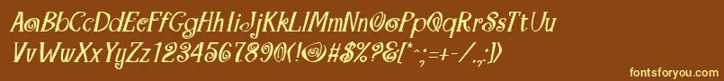 MaracaBoldItalic Font – Yellow Fonts on Brown Background
