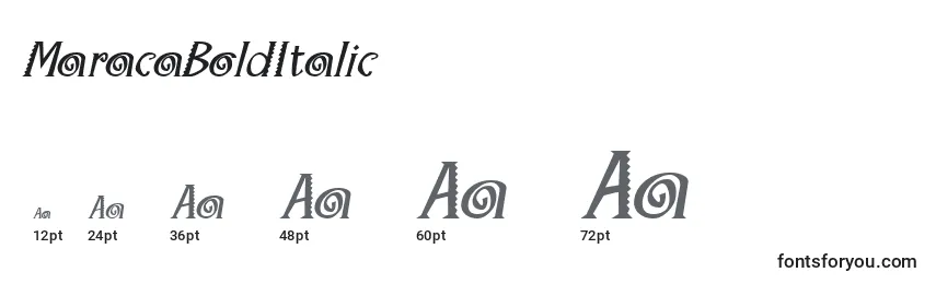 Размеры шрифта MaracaBoldItalic