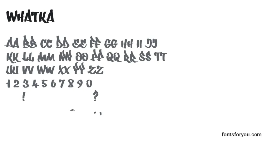 Schriftart Whatka – Alphabet, Zahlen, spezielle Symbole