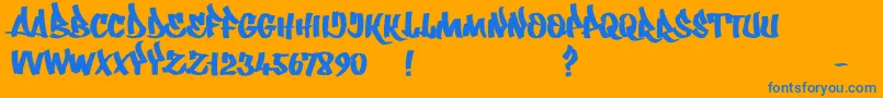 Whatka-Schriftart – Blaue Schriften auf orangefarbenem Hintergrund