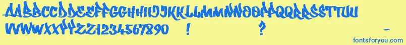 Whatka Font – Blue Fonts on Yellow Background