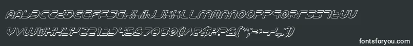 Czcionka YukonTechShadowItalic – białe czcionki na czarnym tle