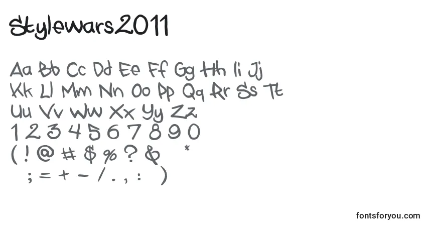 Czcionka Stylewars2011 – alfabet, cyfry, specjalne znaki