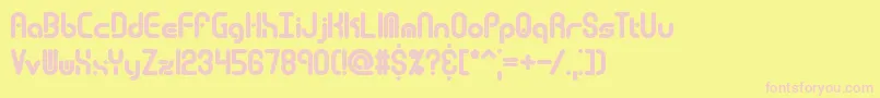 Techover-Schriftart – Rosa Schriften auf gelbem Hintergrund