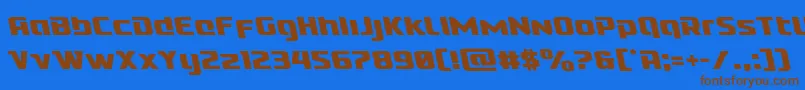 フォントCobaltalienleft – 茶色の文字が青い背景にあります。