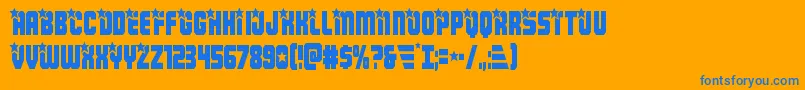 Armyrangerscond-Schriftart – Blaue Schriften auf orangefarbenem Hintergrund