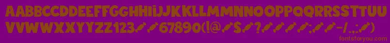 フォントDkStickyToffee – 紫色の背景に茶色のフォント