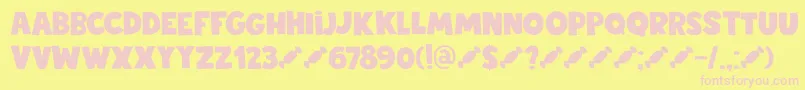 DkStickyToffee Font – Pink Fonts on Yellow Background