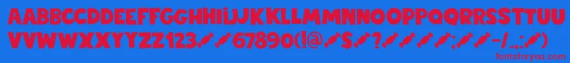 DkStickyToffee Font – Red Fonts on Blue Background