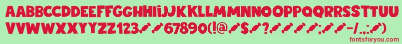 DkStickyToffee Font – Red Fonts on Green Background