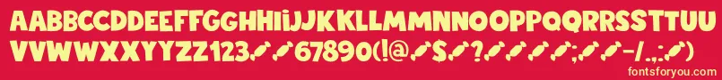 DkStickyToffee Font – Yellow Fonts on Red Background