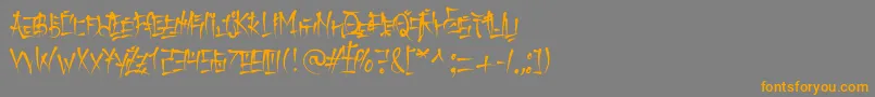 フォントKeetanoKatakana – オレンジの文字は灰色の背景にあります。