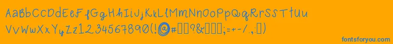 Karebear-Schriftart – Blaue Schriften auf orangefarbenem Hintergrund
