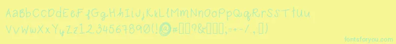 フォントKarebear – 黄色い背景に緑の文字