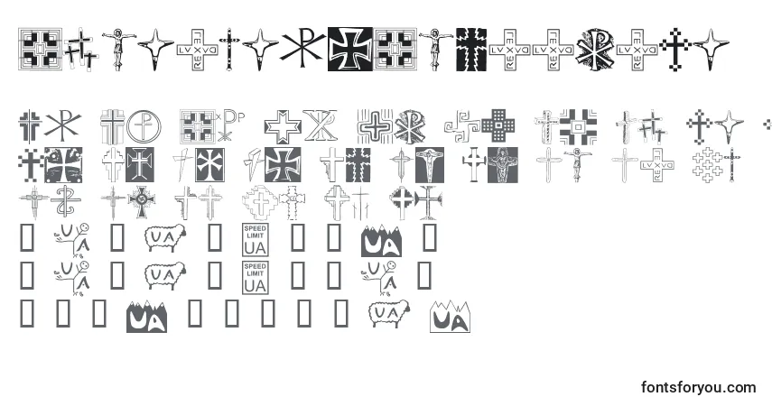 Czcionka ChristianCrossesIi – alfabet, cyfry, specjalne znaki