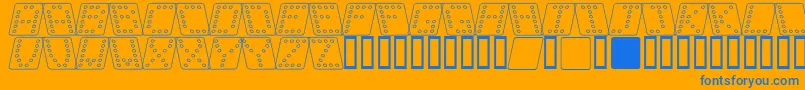 フォントDominoSquareKursivOmrids – オレンジの背景に青い文字