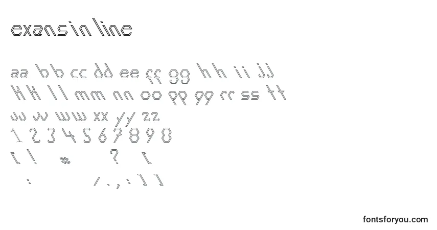 Czcionka ExansInline – alfabet, cyfry, specjalne znaki