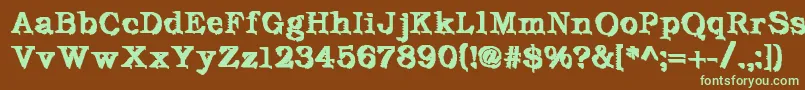 フォントDeFutura – 緑色の文字が茶色の背景にあります。