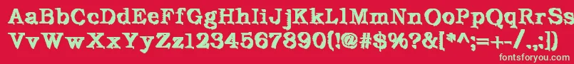 フォントDeFutura – 赤い背景に緑の文字