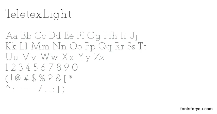 Schriftart TeletexLight – Alphabet, Zahlen, spezielle Symbole