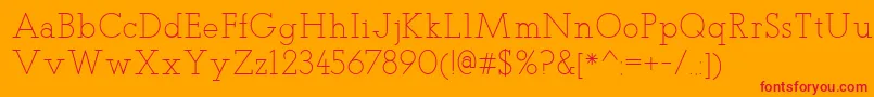 Fonte TeletexLight – fontes vermelhas em um fundo laranja