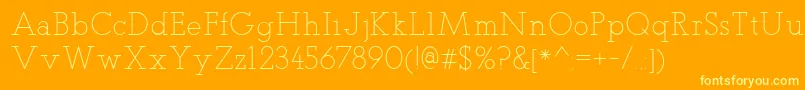 TeletexLight-Schriftart – Gelbe Schriften auf orangefarbenem Hintergrund