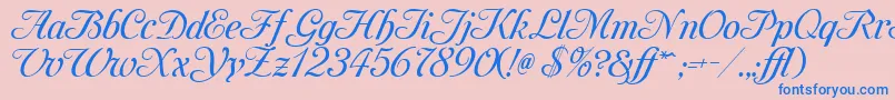 MonAmourOneMedium-Schriftart – Blaue Schriften auf rosa Hintergrund