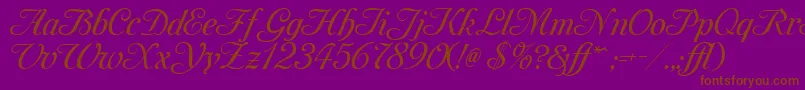 MonAmourOneMedium-Schriftart – Braune Schriften auf violettem Hintergrund