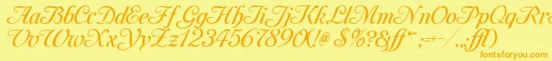 MonAmourOneMedium Font – Orange Fonts on Yellow Background