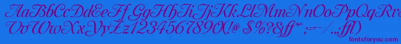 MonAmourOneMedium Font – Purple Fonts on Blue Background