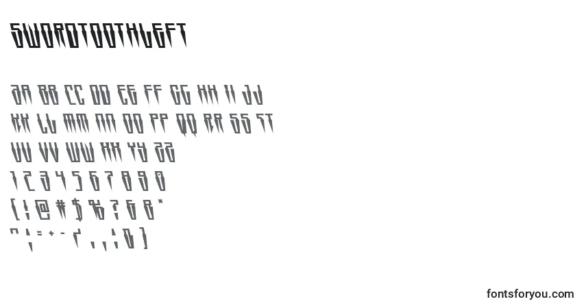 Fuente Swordtoothleft - alfabeto, números, caracteres especiales