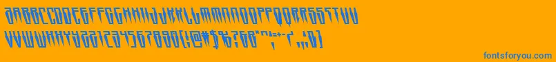 Swordtoothleft-Schriftart – Blaue Schriften auf orangefarbenem Hintergrund