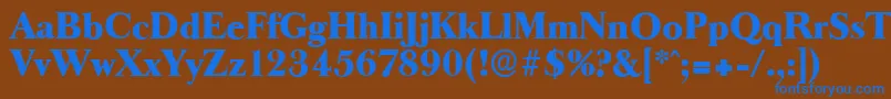 Saiba mais sobre a fonte BaskeroldserialHeavyRegular Fonte BaskeroldserialHeavyRegular – fontes azuis em um fundo marrom