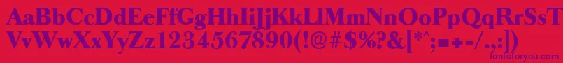 Fonte BaskeroldserialHeavyRegular – fontes roxas em um fundo vermelho