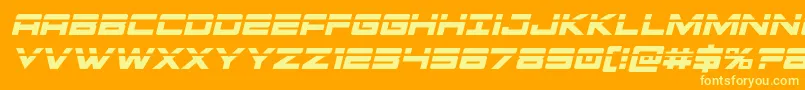 Montroclaserital-Schriftart – Gelbe Schriften auf orangefarbenem Hintergrund