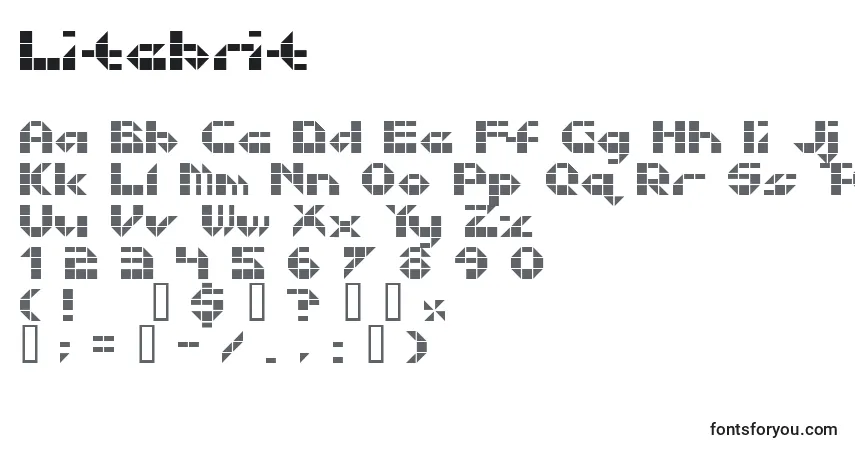 Schriftart Litebrit – Alphabet, Zahlen, spezielle Symbole