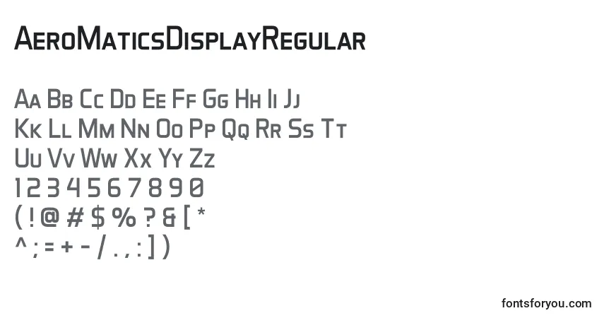 A fonte AeroMaticsDisplayRegular – alfabeto, números, caracteres especiais