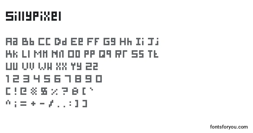 Шрифт SillyPixel – алфавит, цифры, специальные символы