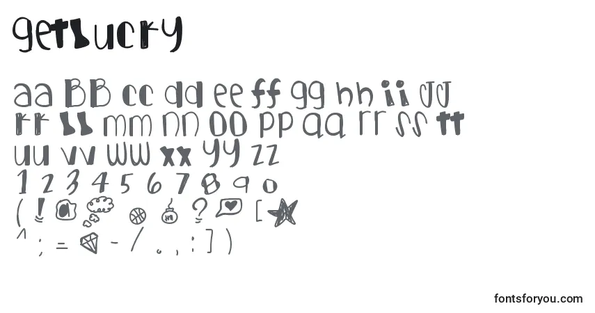 Czcionka Getlucky – alfabet, cyfry, specjalne znaki