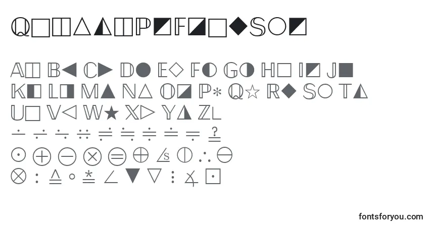 A fonte QuantaPiFourSsi – alfabeto, números, caracteres especiais