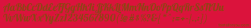 Fonte Lobster1.4 – fontes marrons em um fundo vermelho