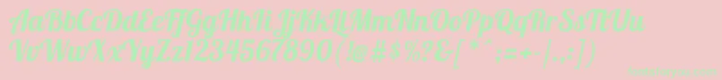 Lobster1.4 Font – Green Fonts on Pink Background