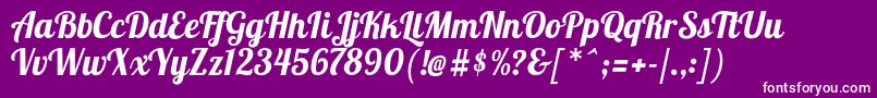 Lobster1.4-Schriftart – Weiße Schriften auf violettem Hintergrund