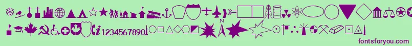 フォントGeographicalRegularDb – 緑の背景に紫のフォント