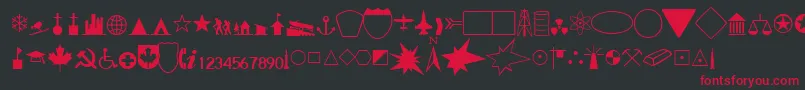 フォントGeographicalRegularDb – 黒い背景に赤い文字