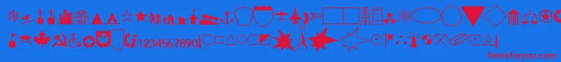 フォントGeographicalRegularDb – 赤い文字の青い背景