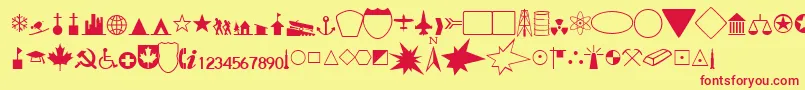 フォントGeographicalRegularDb – 赤い文字の黄色い背景