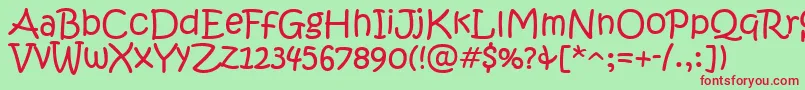 KristenItc Font – Red Fonts on Green Background