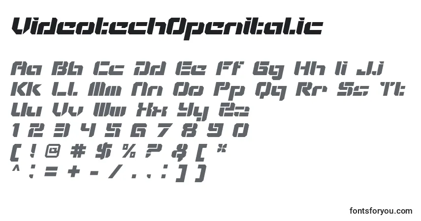 VideotechOpenitalic Font – alphabet, numbers, special characters